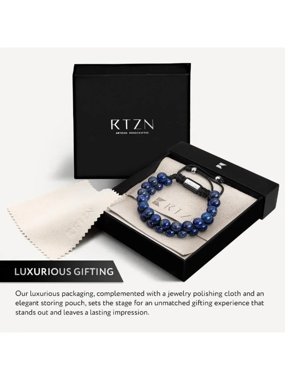 Handcrafted Blue Lapis Lazuli Beaded Bracelet for Men - Adjustable Artisan